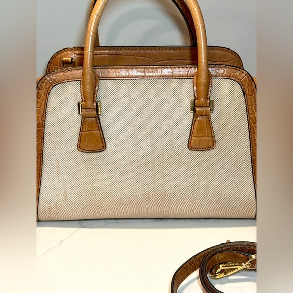 Michael Kors Harper Canvas Two Toned Satchel Shoulder Bag - Picture 5 of 16